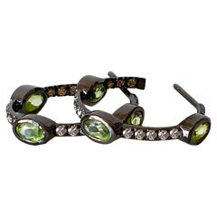 Rossella Ugolini Peridot and Diamond Hoop Earrings 18K Burnished Gold
