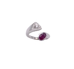 Rossella Ugolini Platino Oval de 0,80 quilates  Rubí Diamantes Blancos Anillo Toi e Moi