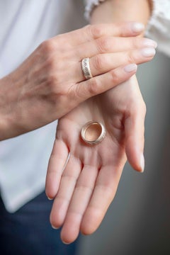 Rossella Ugolini Platinum Engagement Satin Wave Men Design Ring