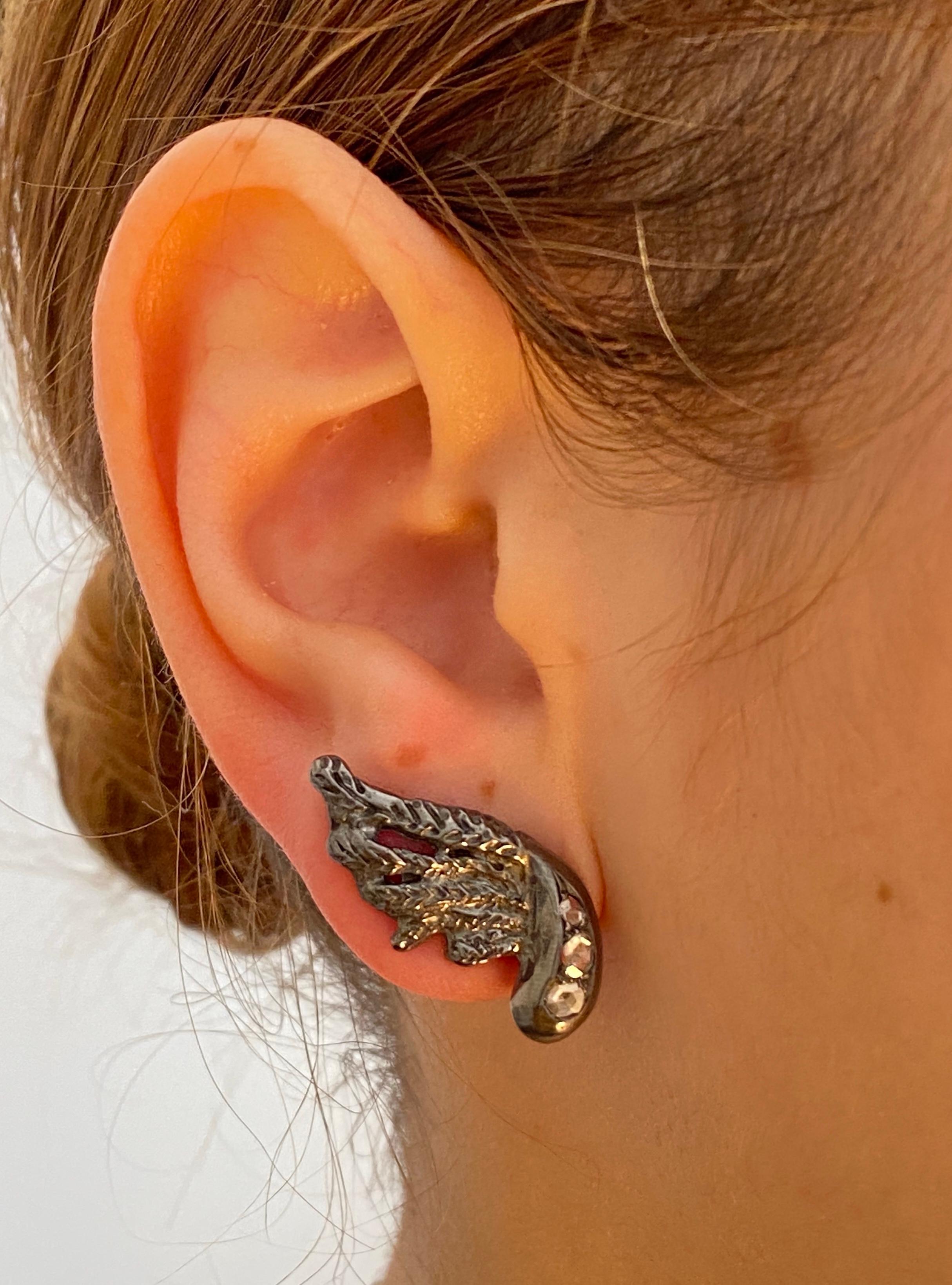 Rossella Ugolini Platinum old-cut Diamonds Smoky Quartz Detachable Drop Earrings For Sale 4