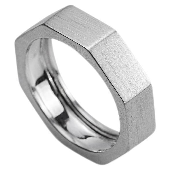 Rossella Ugolini Platinum Satin Men Customizable Engagement Band Ring For Sale
