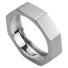 Rossella Ugolini Platinum Satin Men Customizable Engagement Band Ring