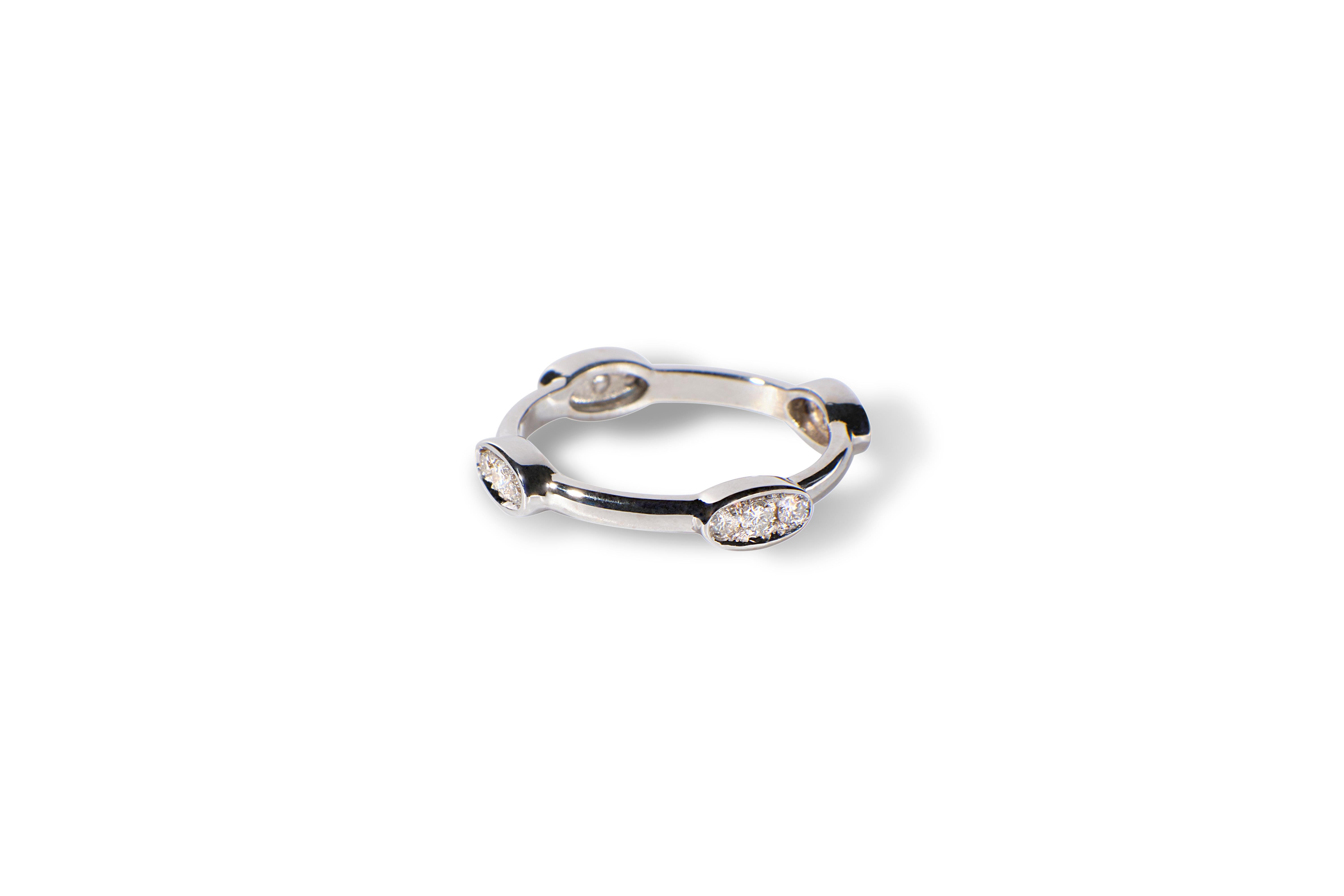 Modern Rossella Ugolini Platinum White Diamonds Infinity Unisex Engagement Ring For Sale