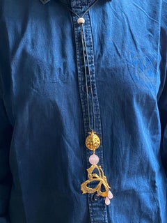 Rossella Ugolini Rose Quartz Butterfly Ladybug One-of-a-Kind Pendant Necklace