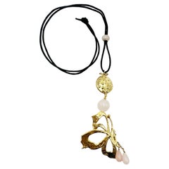 Rossella Ugolini Collar Colgante Único Mariposa Mariquita Cuarzo Rosa