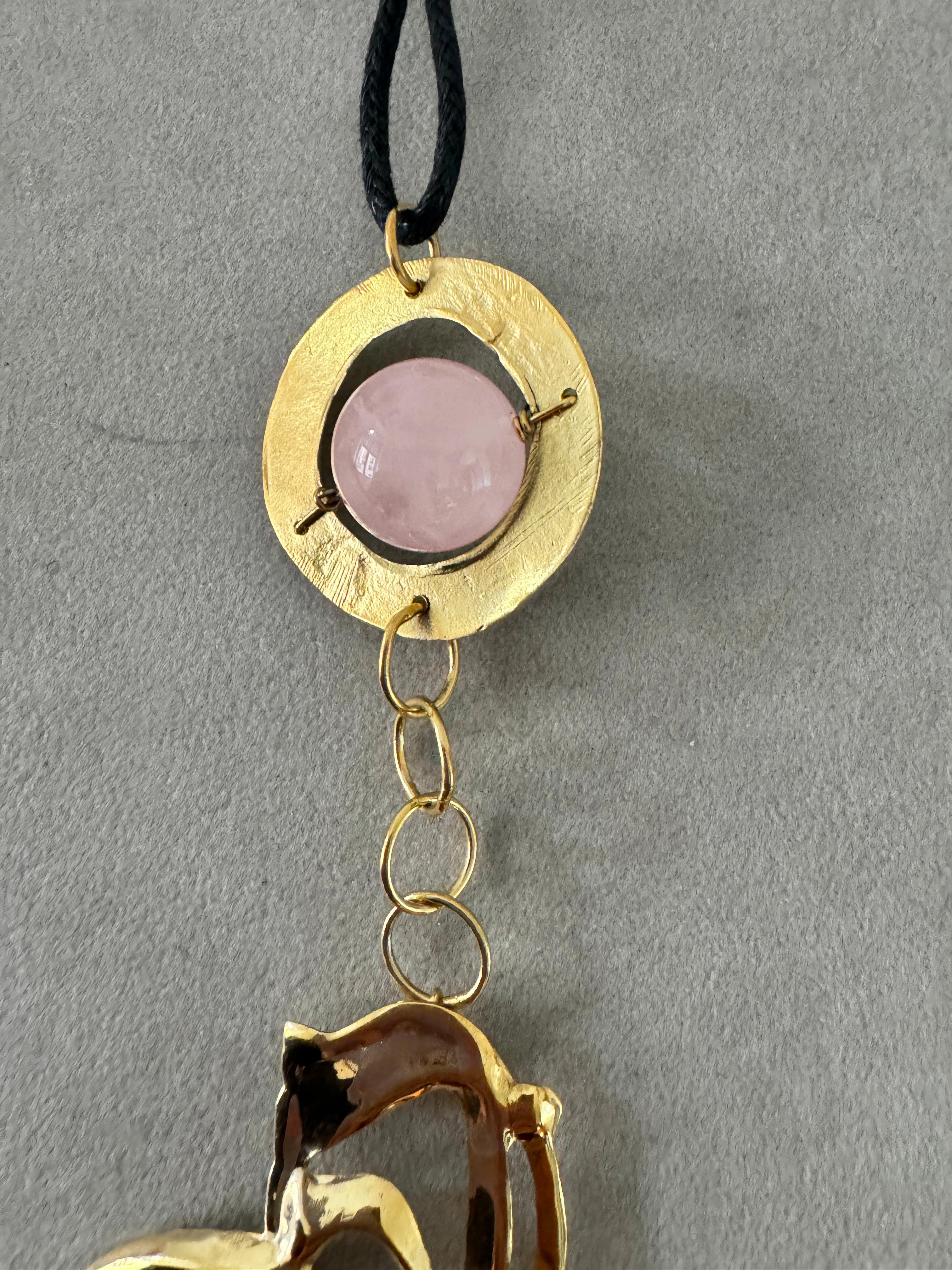 Rossella Ugolini, collier cravate unique papillon Texan Bolo en quartz rose en vente 5