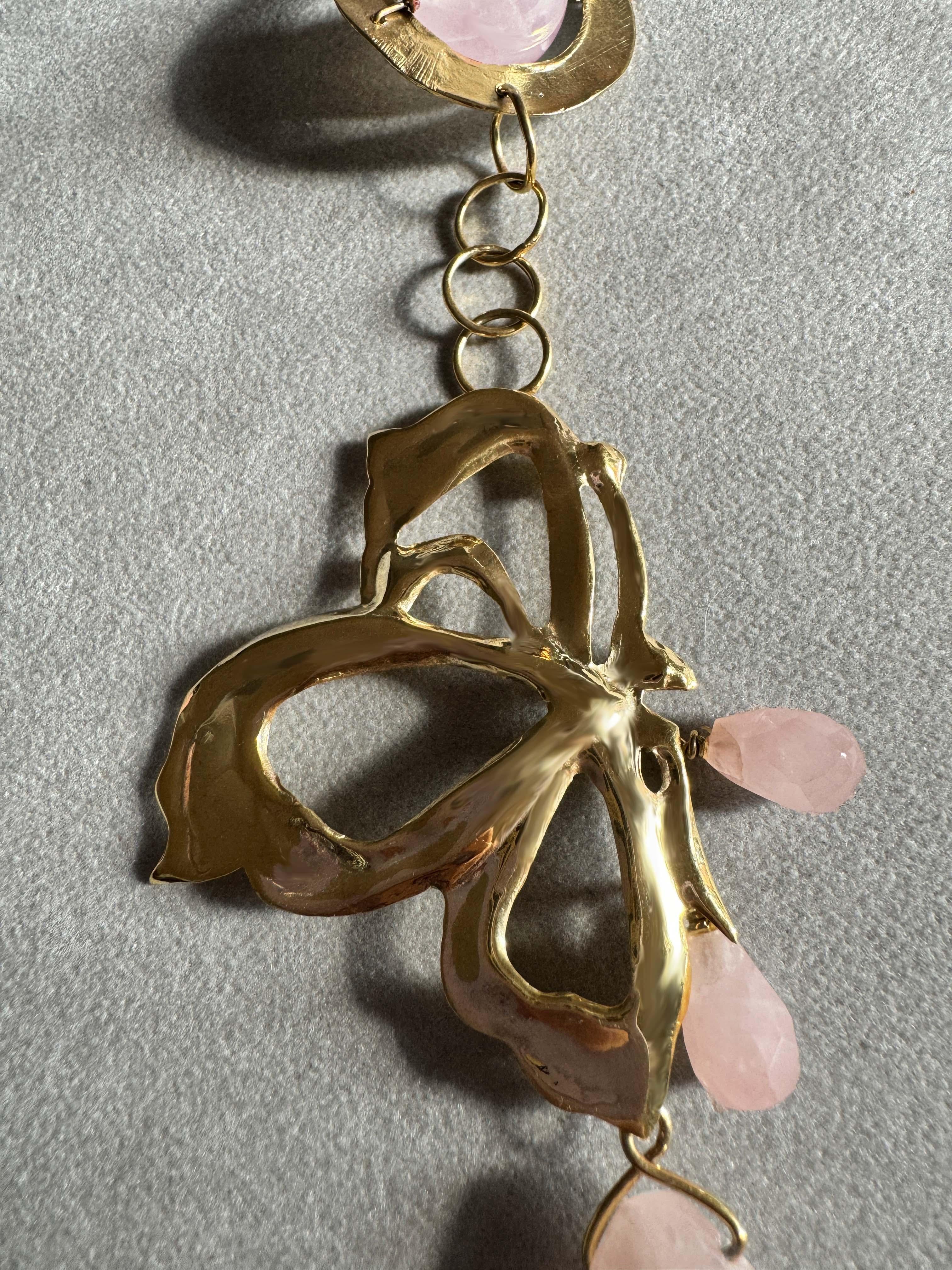 Rossella Ugolini, collier cravate unique papillon Texan Bolo en quartz rose en vente 6