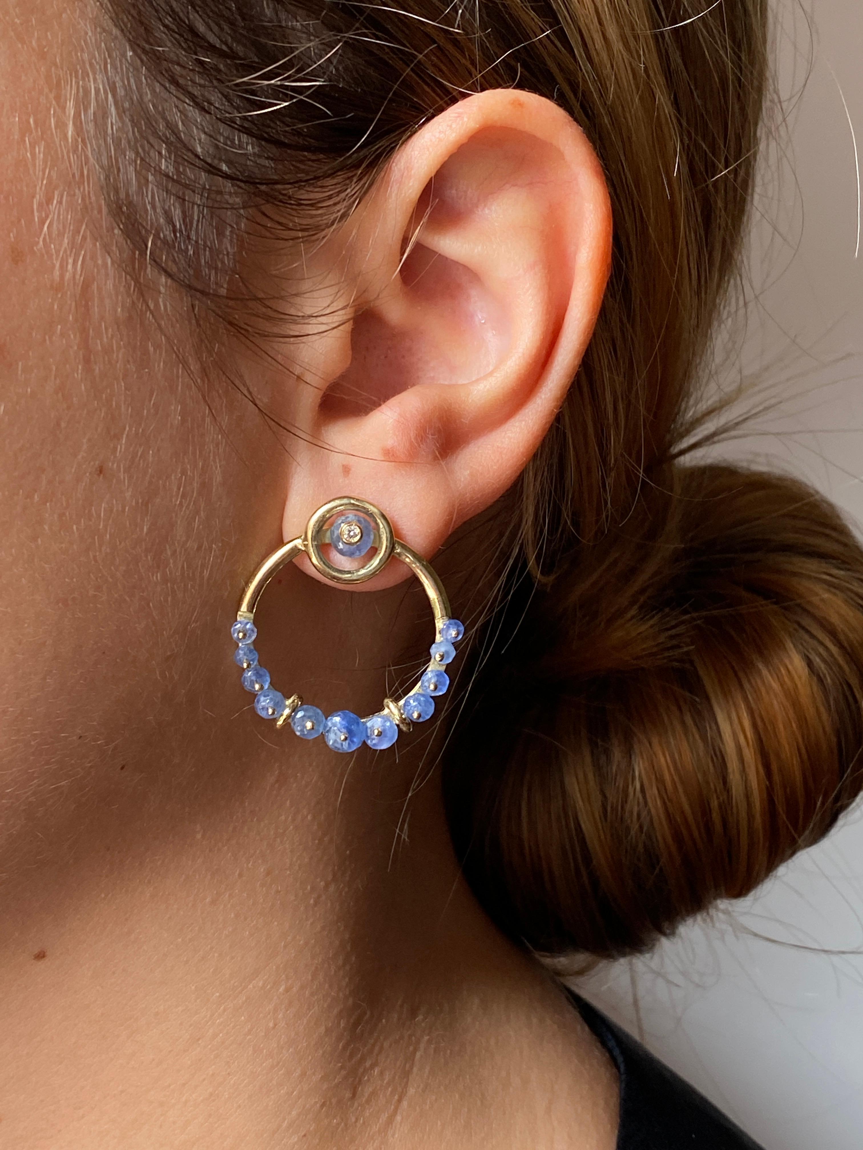 Rossella Ugolini Sapphire 18 Karat Yellow Gold Circle Earrings For Sale 4