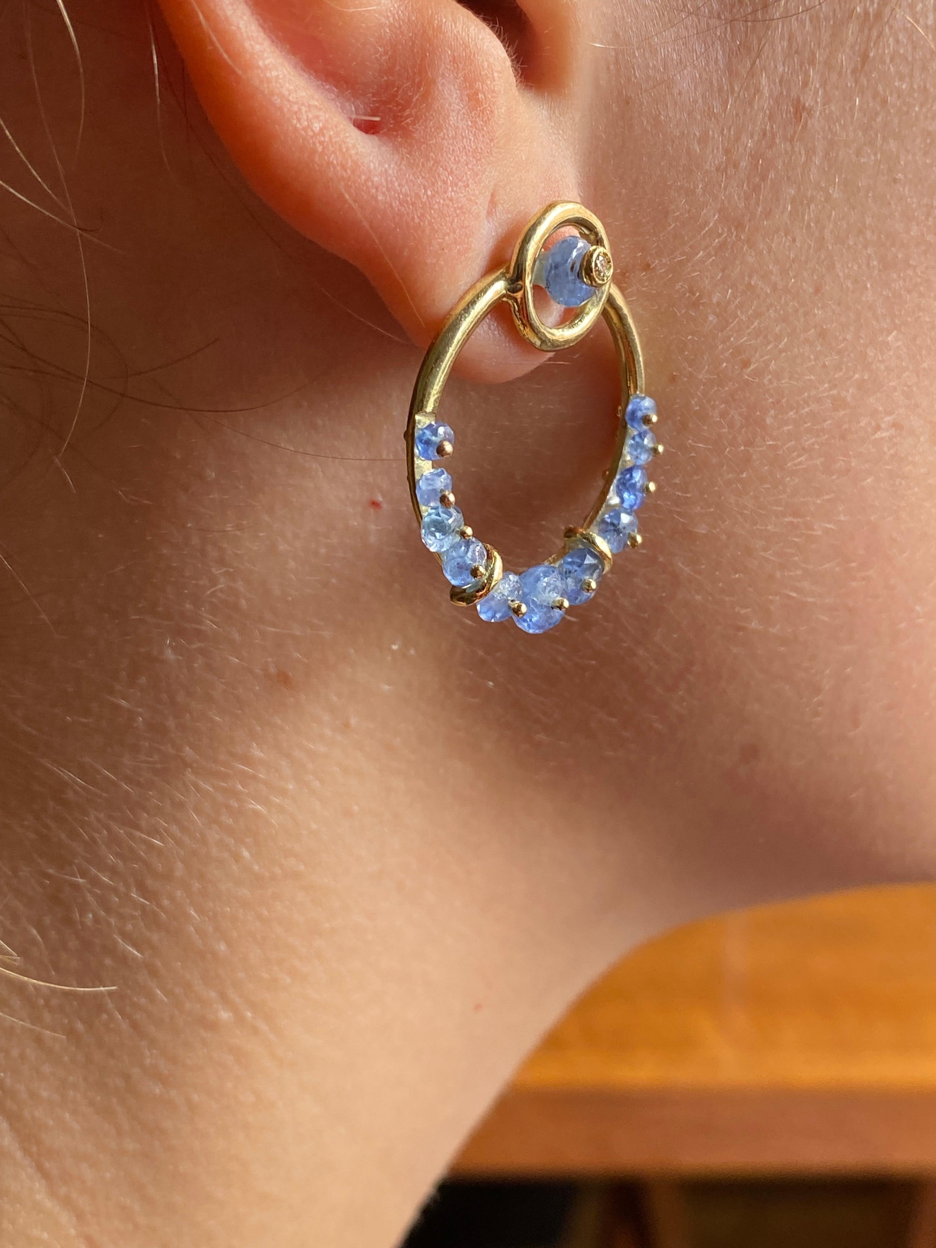 Rossella Ugolini Sapphire 18 Karat Yellow Gold Circle Earrings For Sale 6