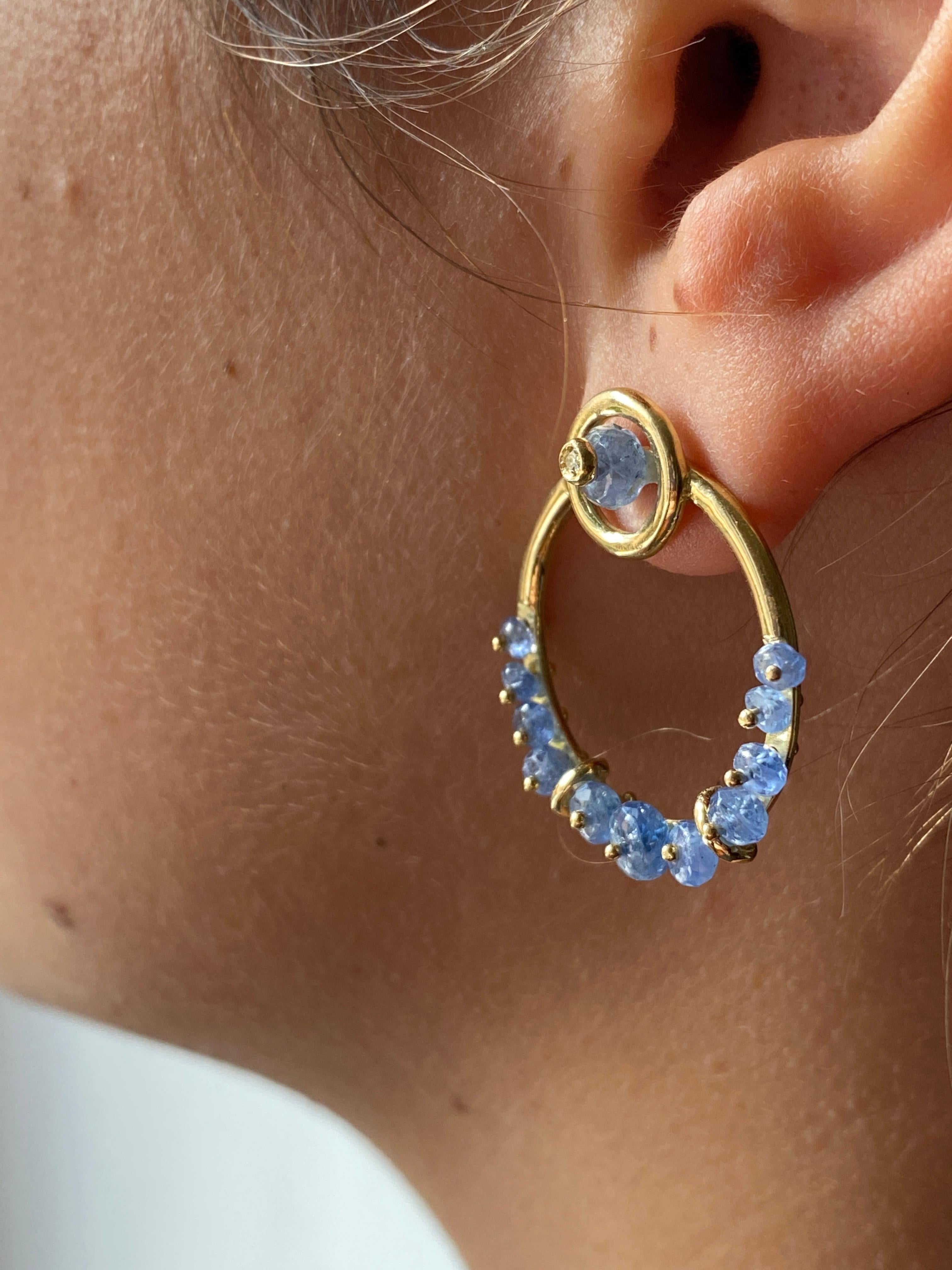 Modern Rossella Ugolini Sapphire 18 Karat Yellow Gold Circle Earrings For Sale