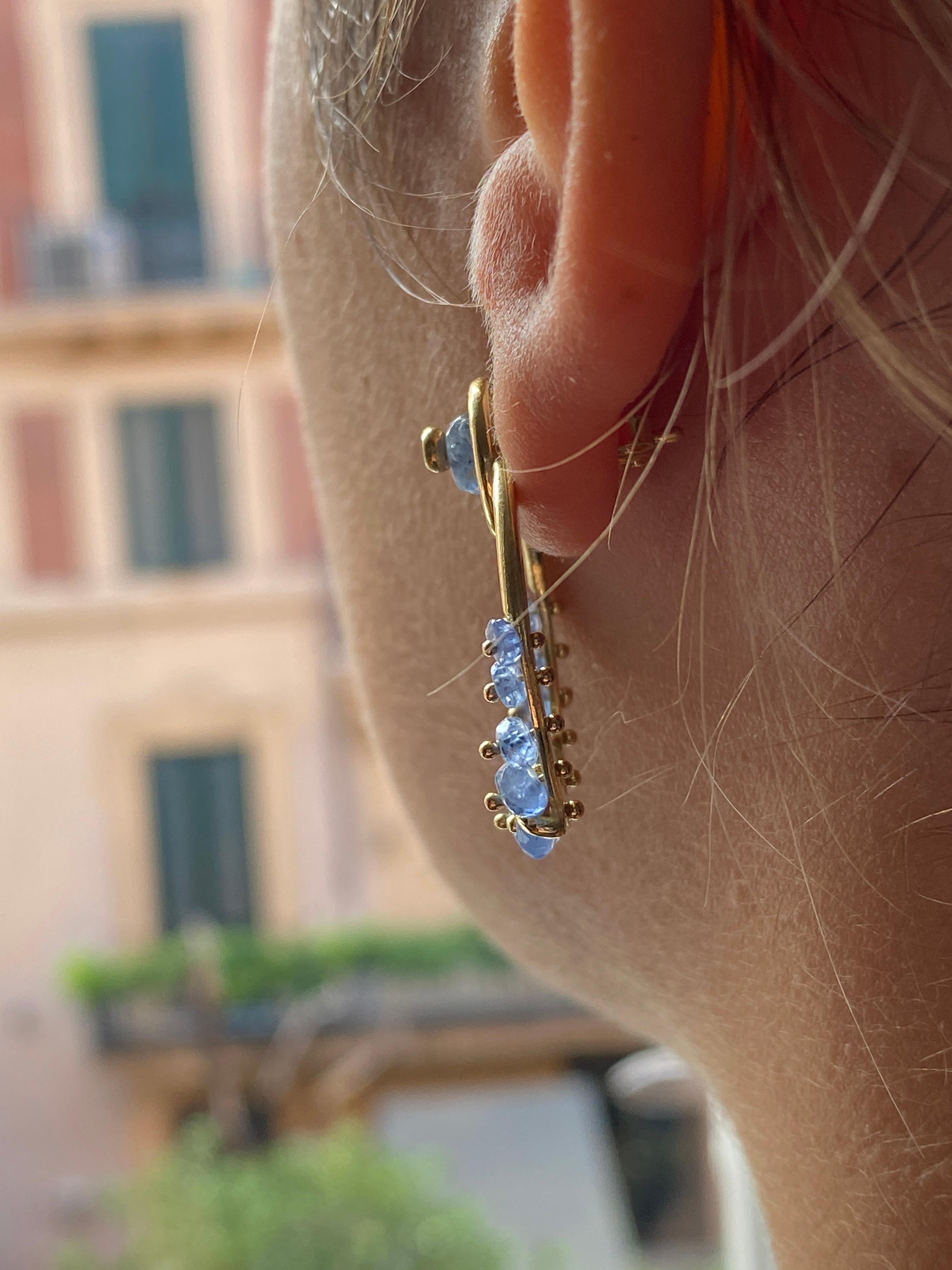 Rossella Ugolini Sapphire 18 Karat Yellow Gold Circle Earrings In New Condition For Sale In Rome, IT