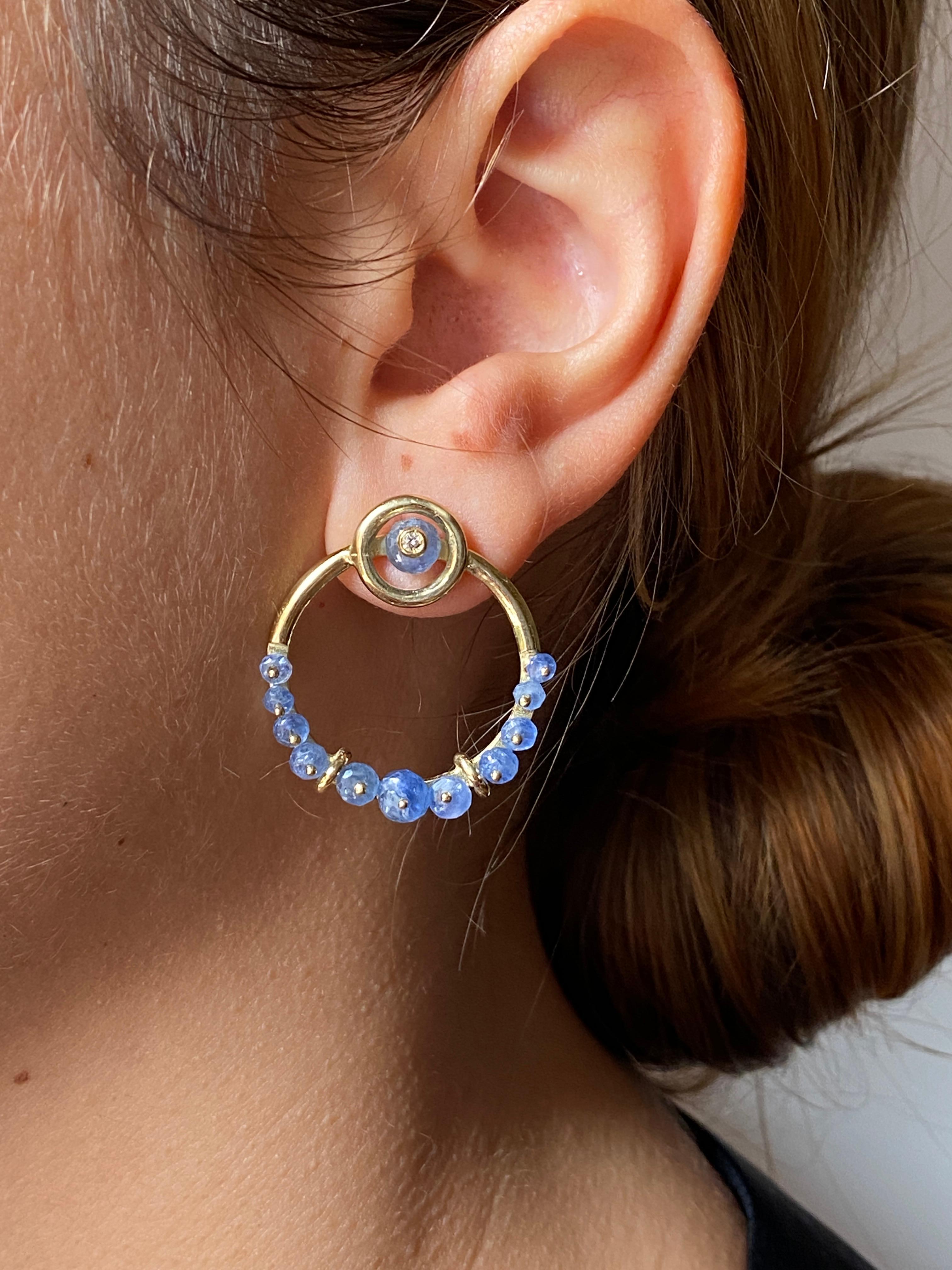 Rossella Ugolini Sapphire 18 Karat Yellow Gold Circle Earrings For Sale 1