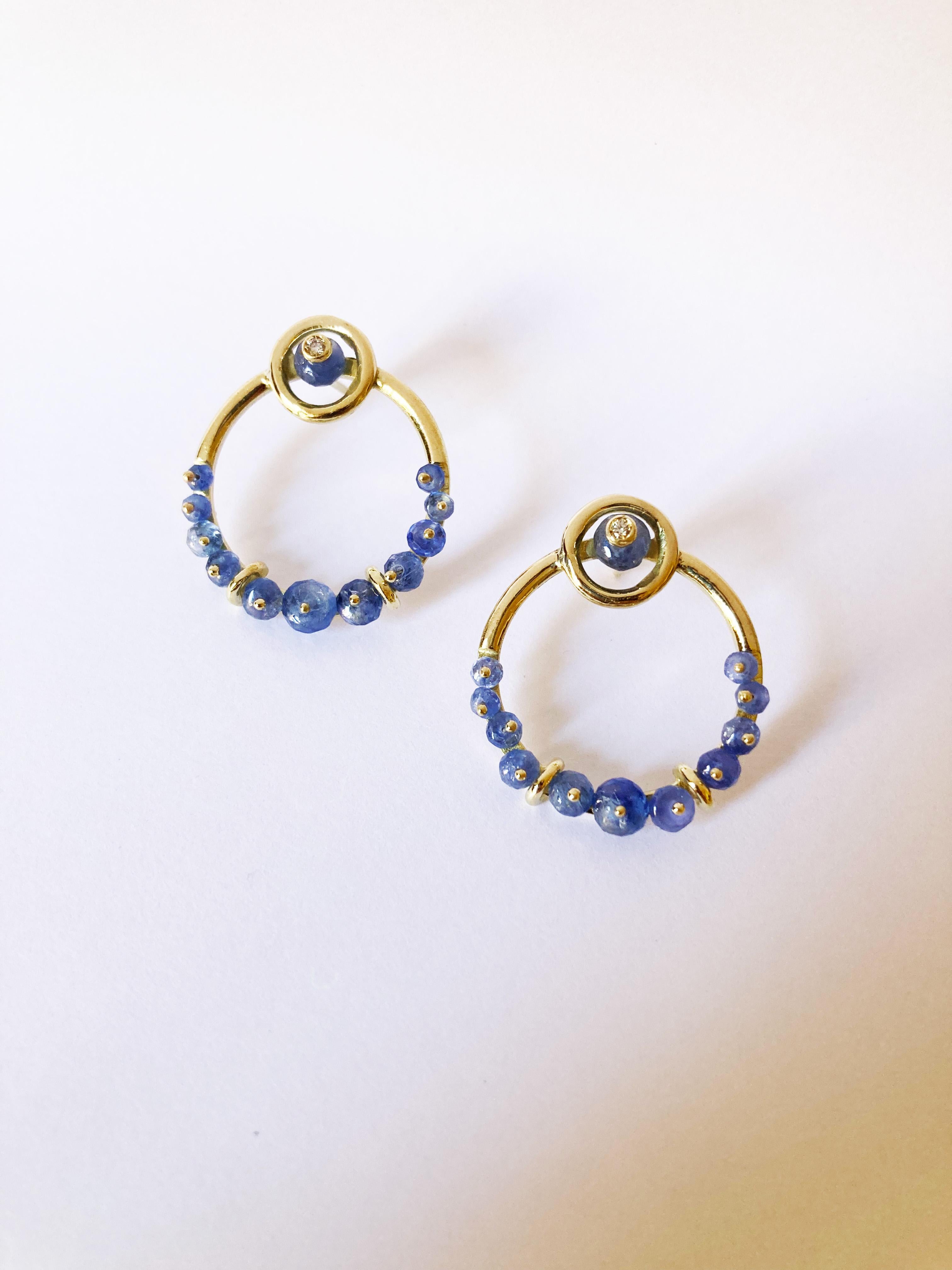 Rossella Ugolini Sapphire 18 Karat Yellow Gold Circle Earrings For Sale 2