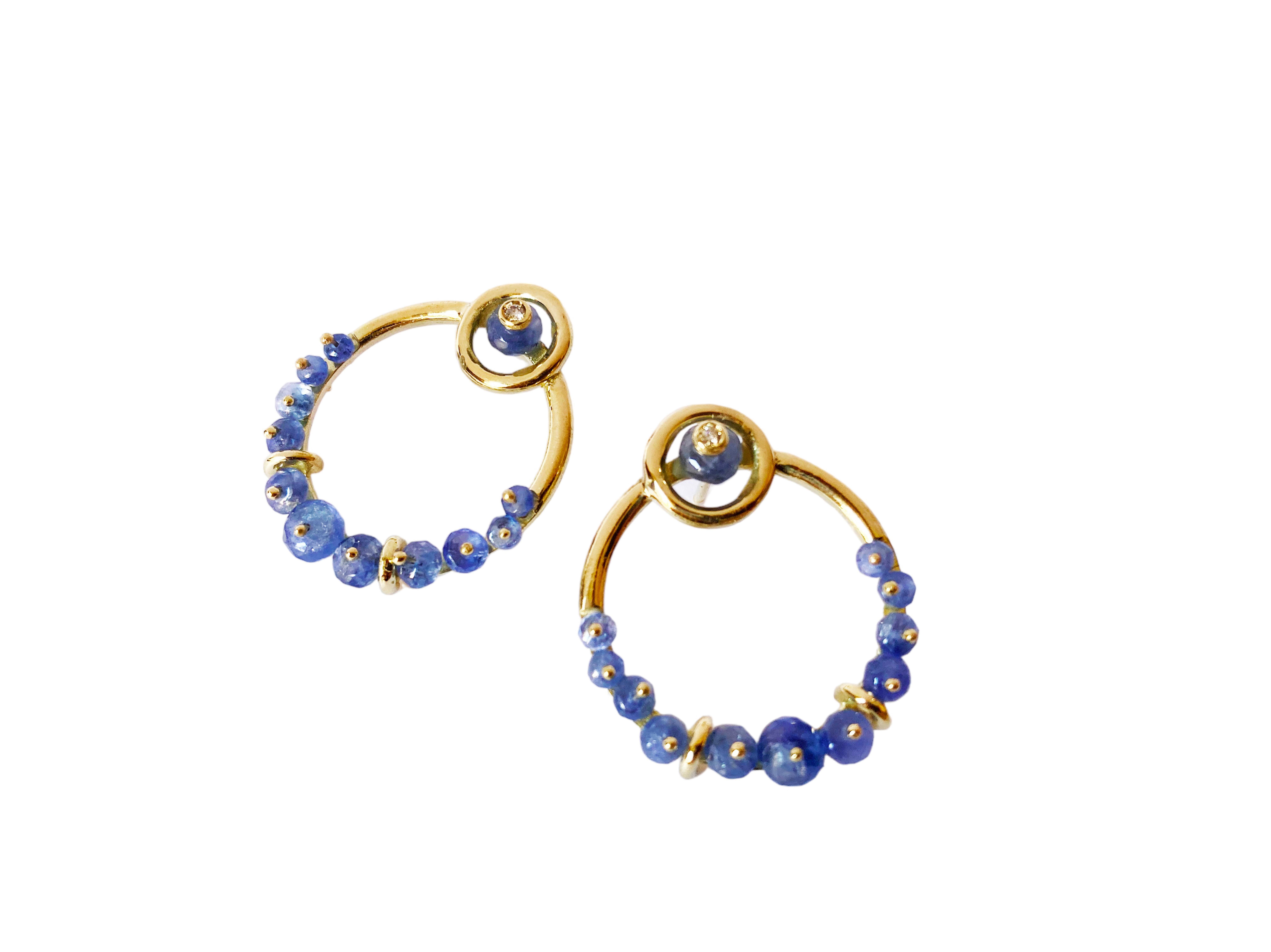 Rossella Ugolini Sapphire 18 Karat Yellow Gold Circle Earrings For Sale 3