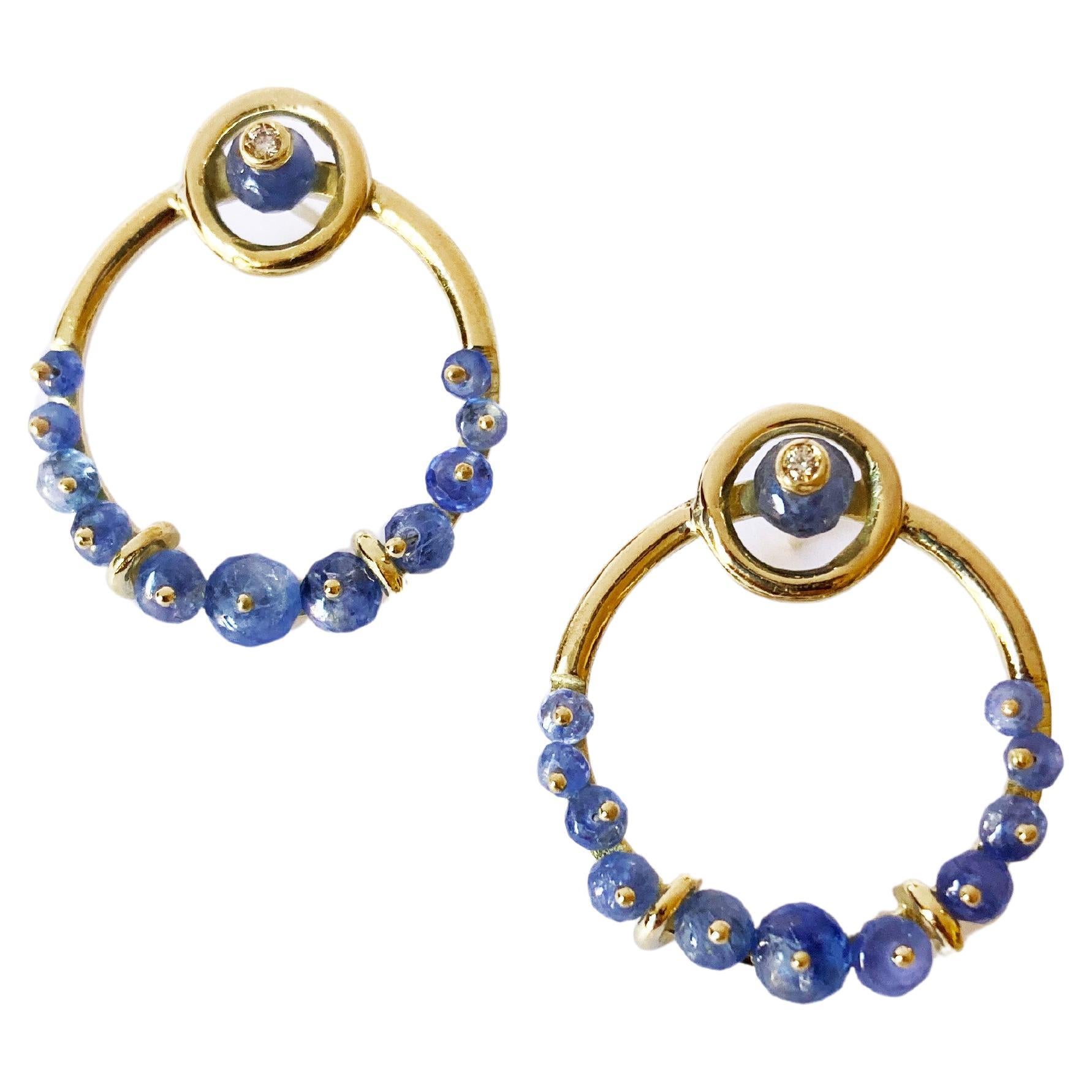 Rossella Ugolini Sapphire 18 Karat Yellow Gold Circle Earrings For Sale
