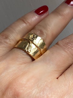 Rossella Ugolini Sapphires White Diamonds Gold Snake Hammered Band Ring