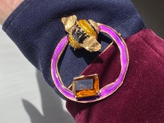 Rossella Ugolini Silver &Bronze 24k Gold-plated Citrine Bumblebee enamel Brooch