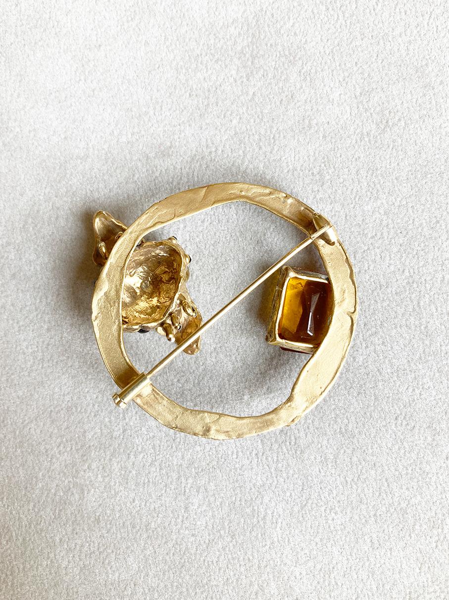 Women's or Men's Rossella Ugolini Silver &Bronze 24k Gold-plated Citrine Bumblebee enamel Brooch For Sale
