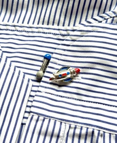 Rossella Ugolini Sterling Silver Gold Plated Enamel Handcrafted Rocket Cufflinks