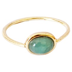 Rossella Ugolini Tiny 18K Yellow Gold Slightly Hammered Emerald Minimal Ring