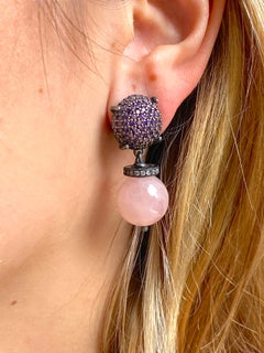 Rossella Ugolini Unique Bohemian Handmade Rose Quartz Earrings