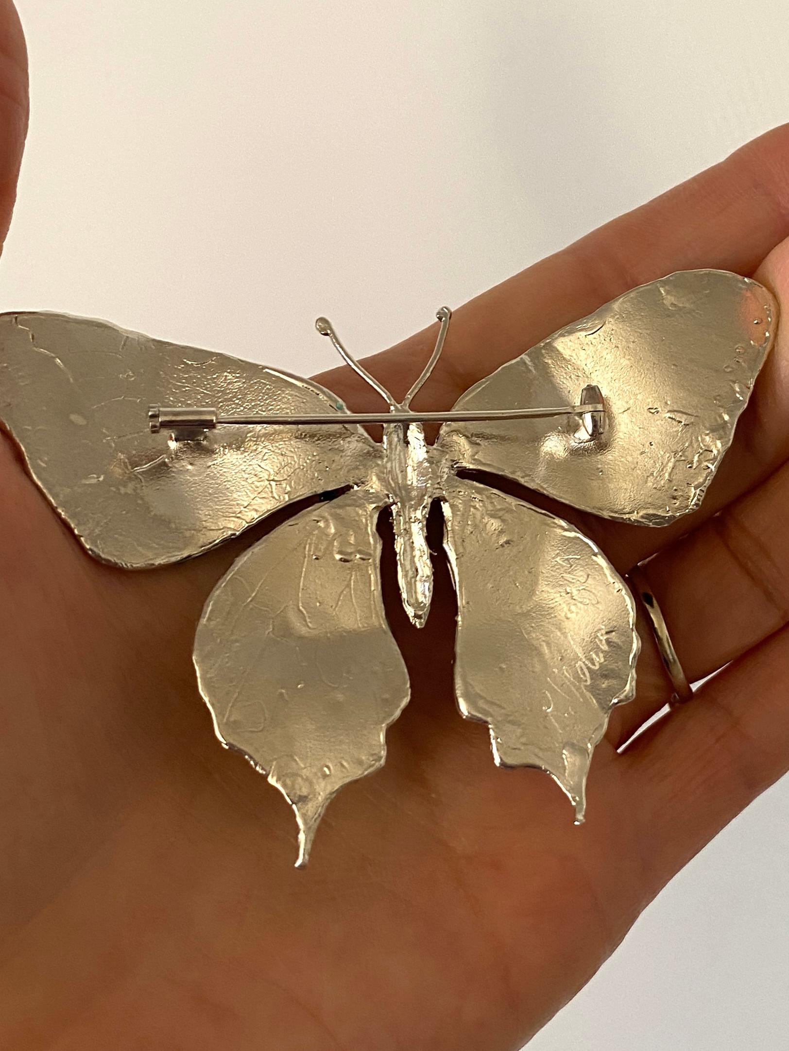 Rossella Ugolini Broche unique papillon en argent sterling émaillé peinte à la main Neuf - En vente à Rome, IT