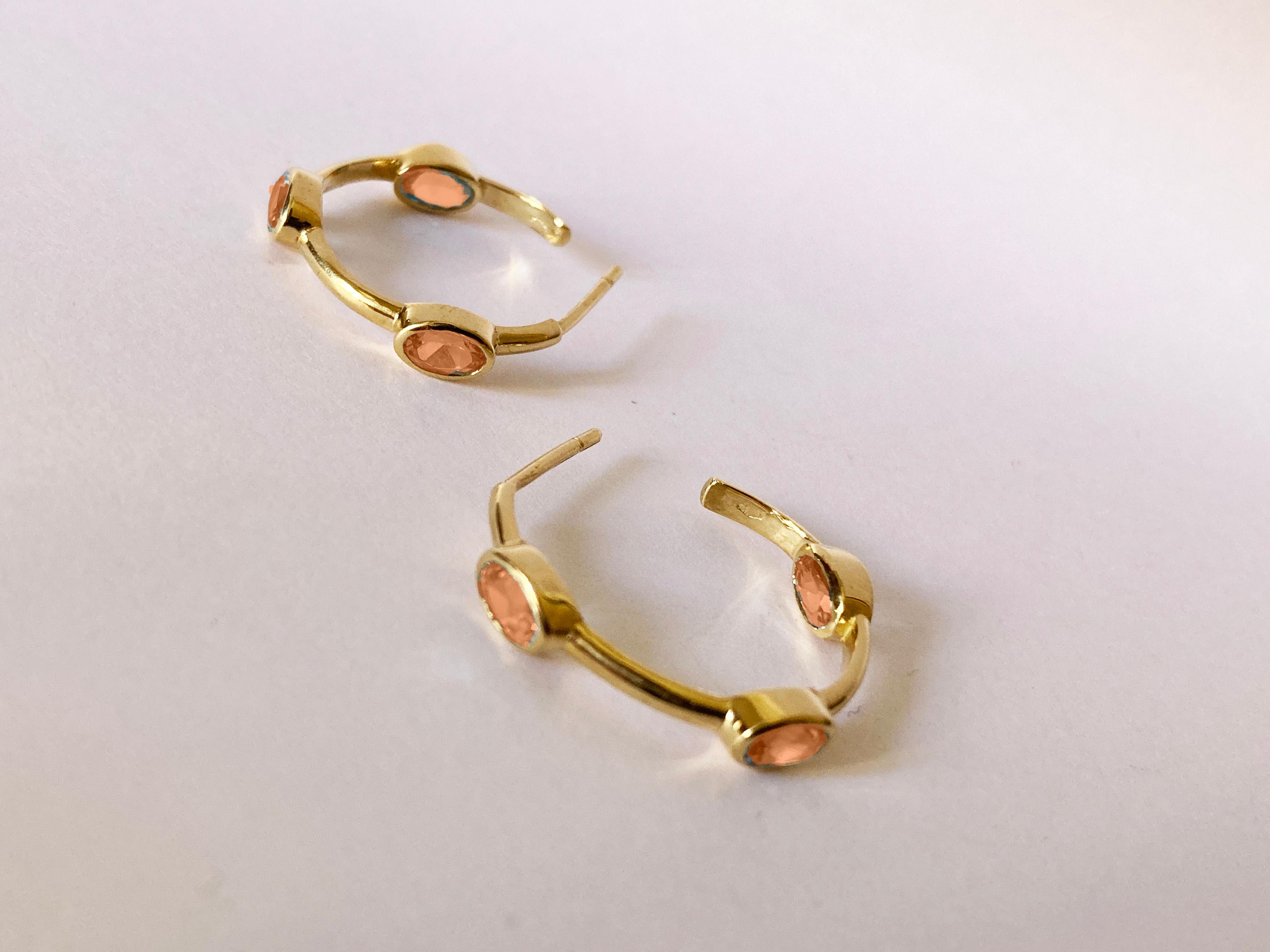 Rossella Ugolini Unisex Citrine Hoop Earrings 18K Yellow Gold Made In Italy For Sale 6