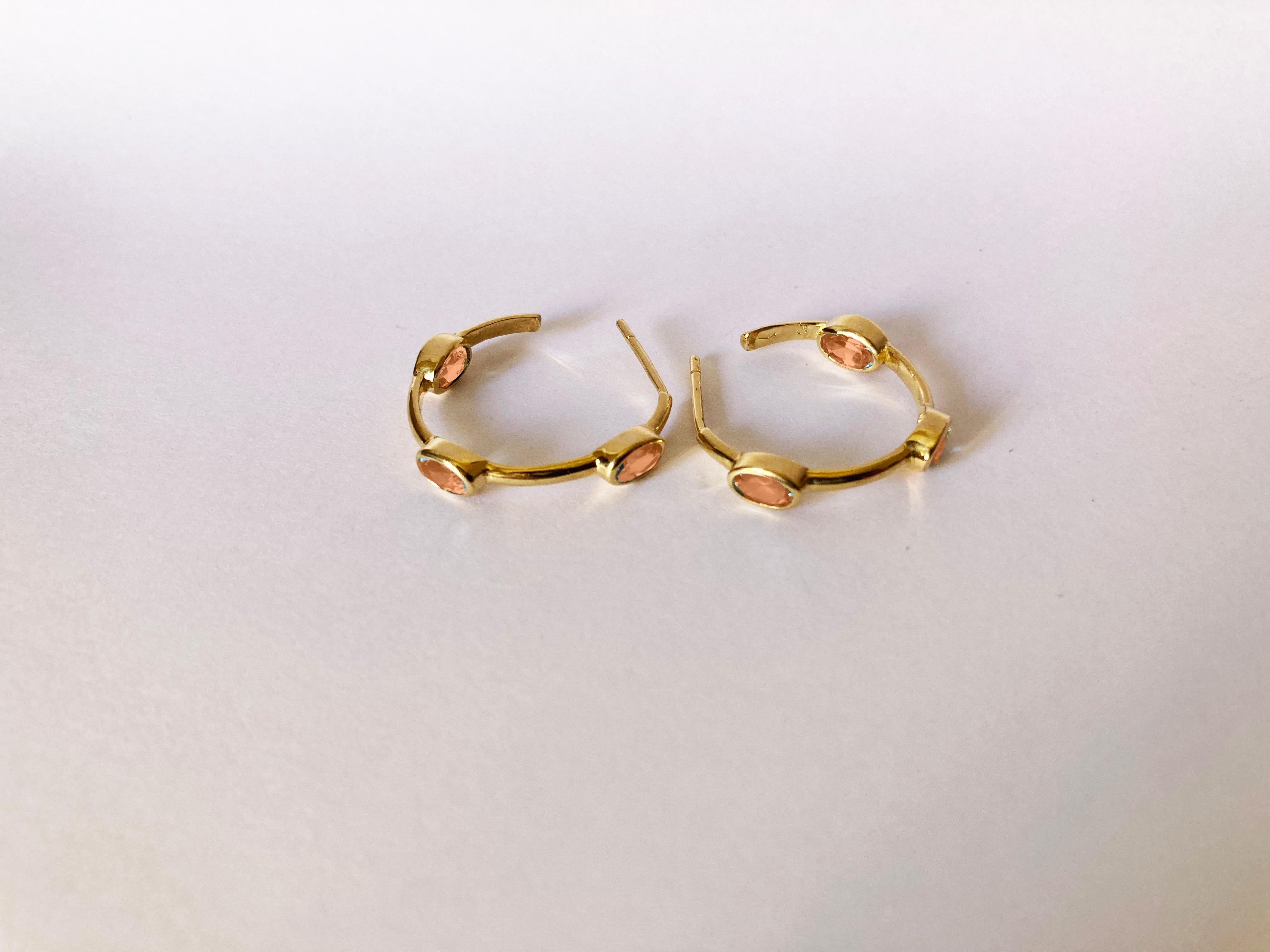 Rossella Ugolini Unisex Citrine Hoop Earrings 18K Yellow Gold Made In Italy In New Condition For Sale In Rome, IT