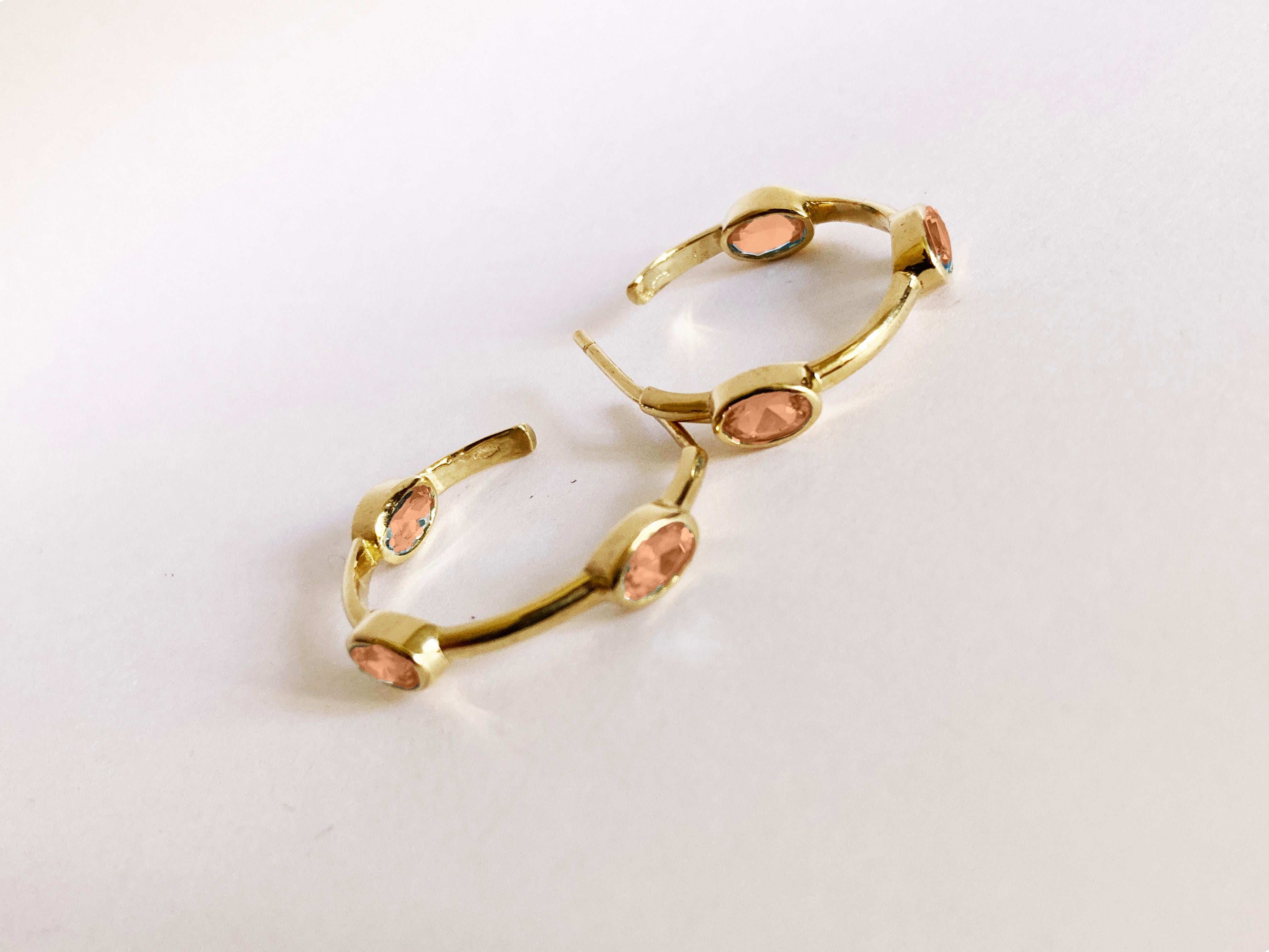 Rossella Ugolini Unisex Citrine Hoop Earrings 18K Yellow Gold Made In Italy For Sale 2