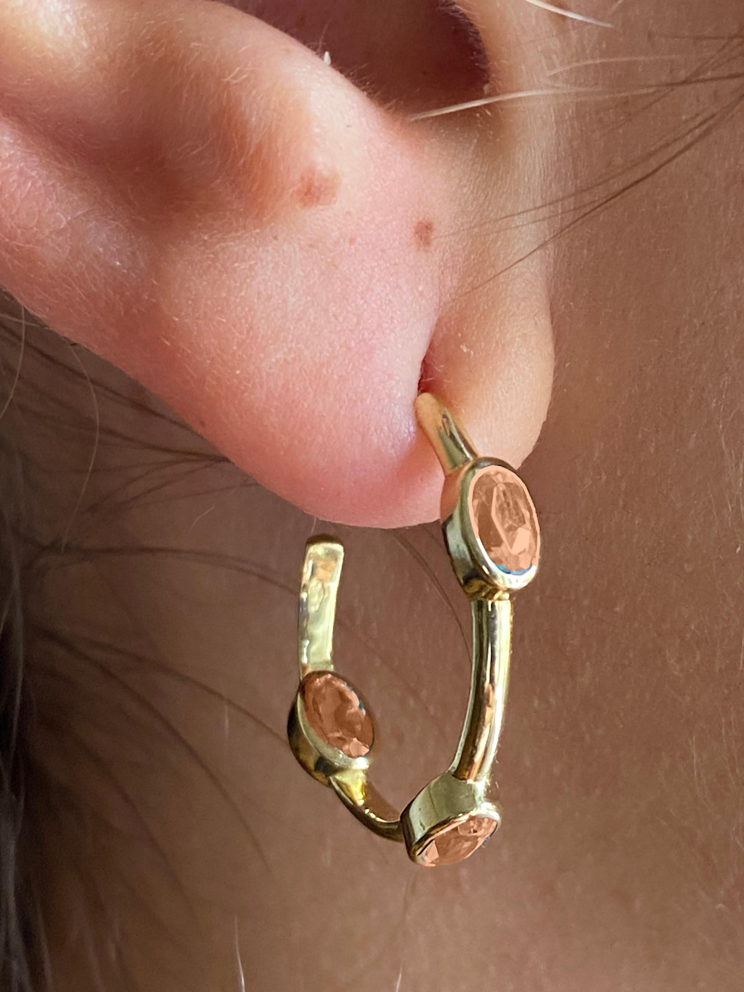 Rossella Ugolini Unisex Citrine Hoop Earrings 18K Yellow Gold Made In Italy For Sale 4