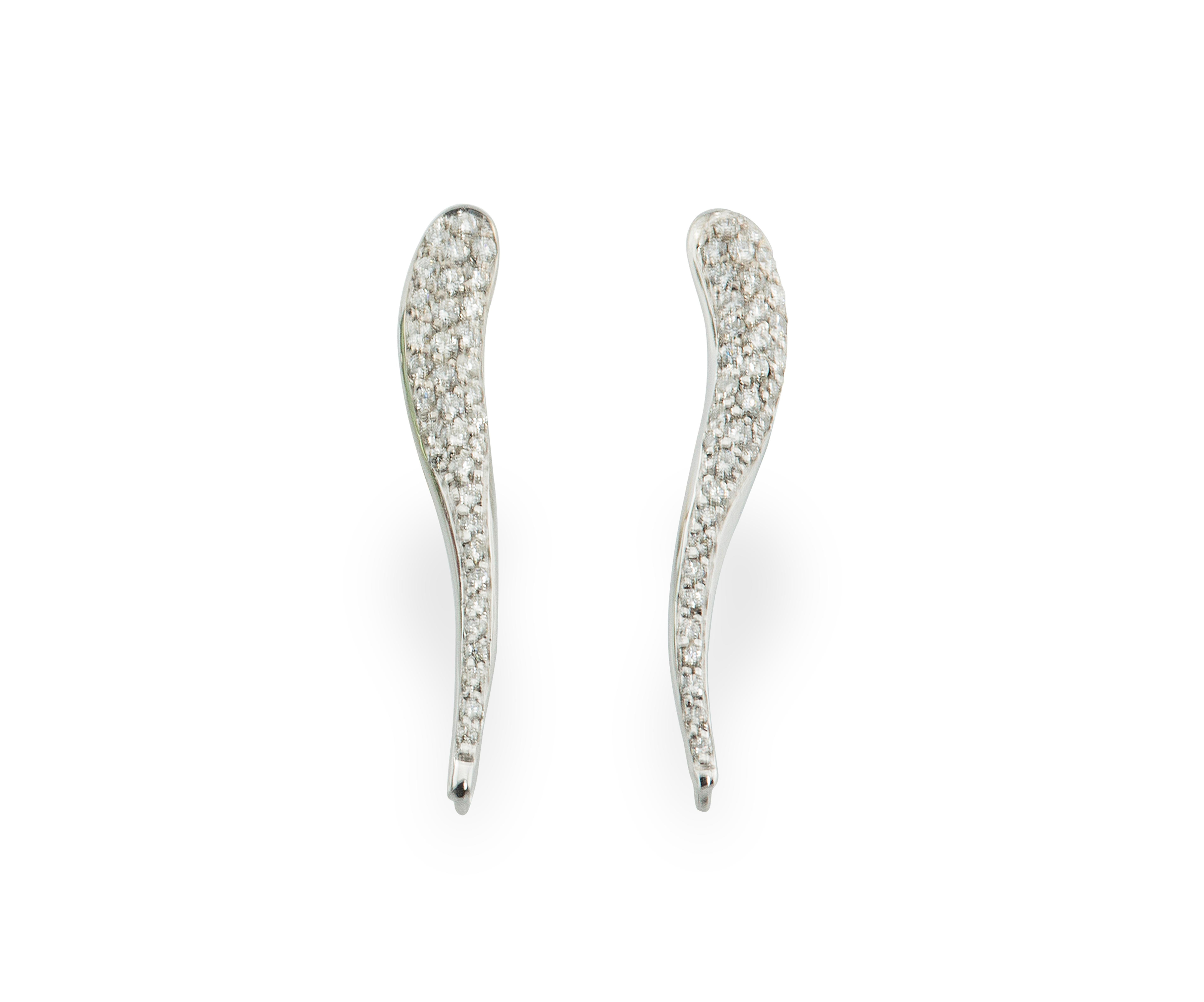 Women's or Men's Rossella Ugolini White Diamonds 18K Gold Stud Handcrafted Earrings For Sale