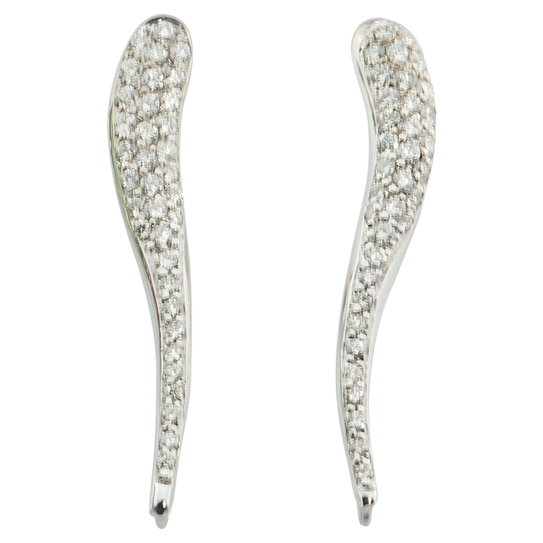 Rossella Ugolini White Diamonds 18K Gold Stud Handcrafted Earrings For Sale