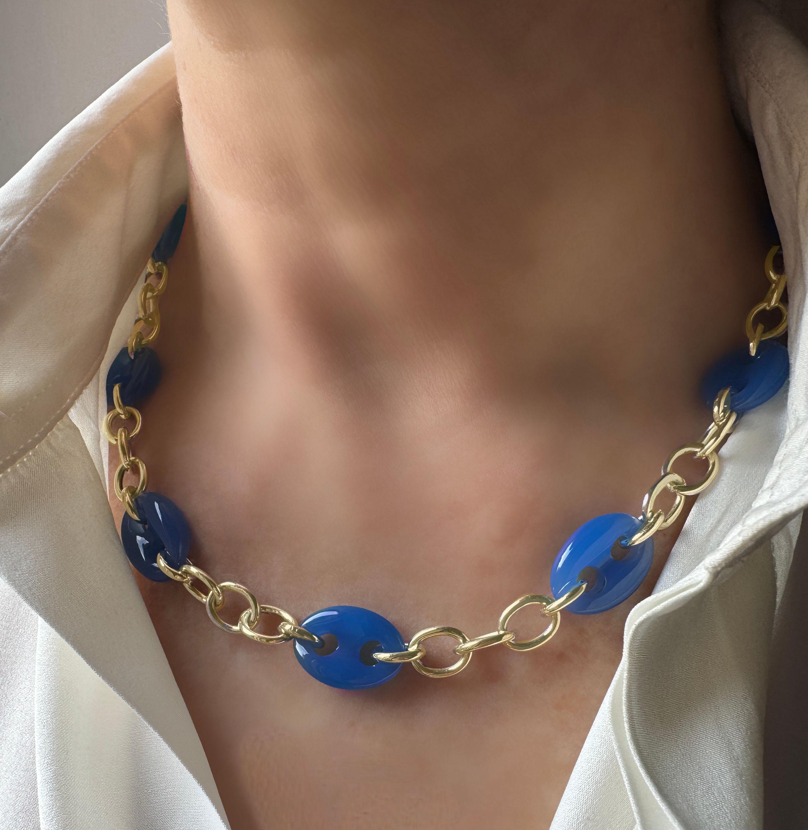 Moderne Rossella Ugolini Collier à chaîne d'ancre réglable en or jaune en vente
