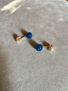 Rossella Ugolini Yellow Gold Blue Agate Man Cufflinks