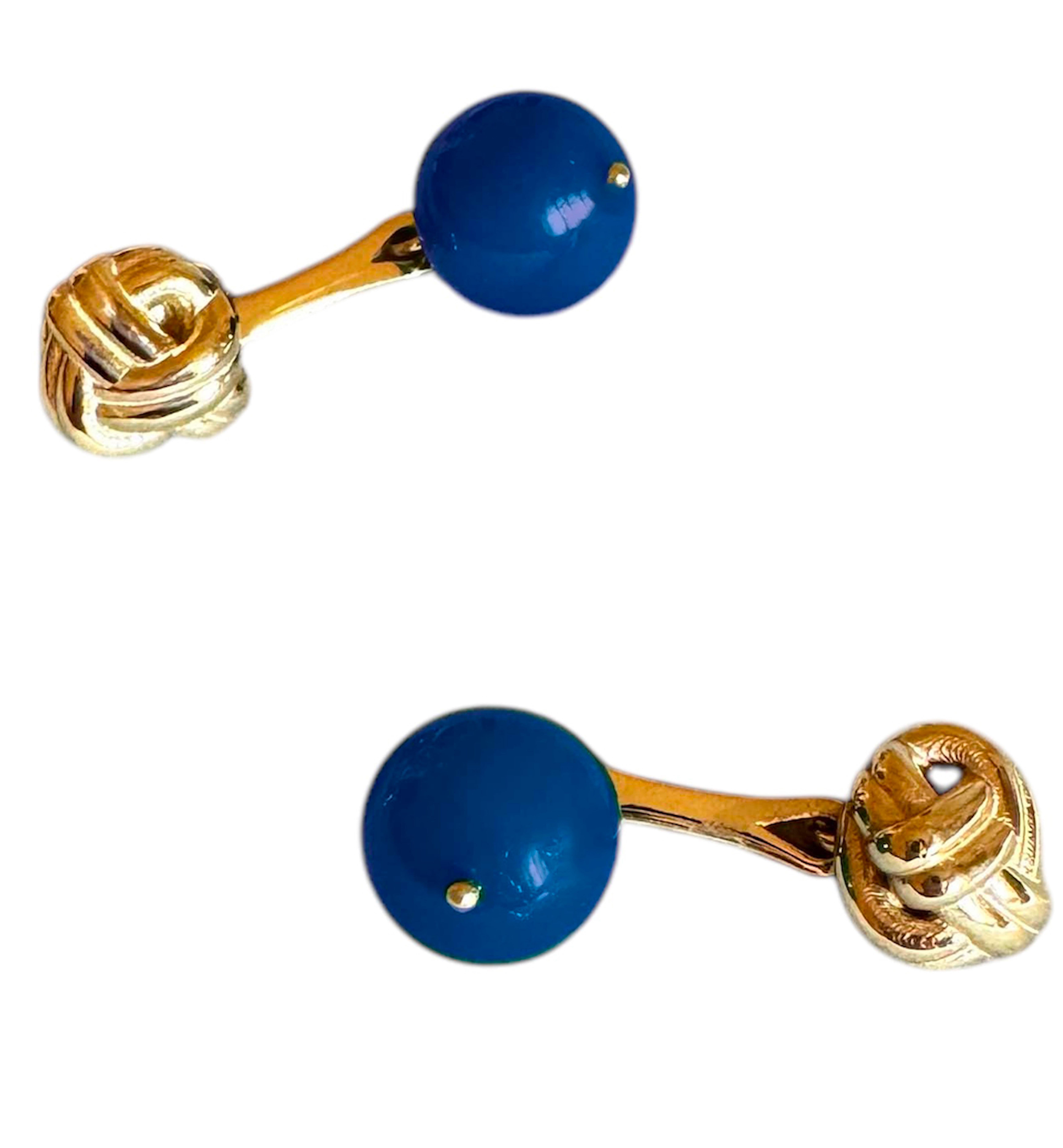 Rossella Ugolini Gemelli da uomo in oro giallo e agata blu