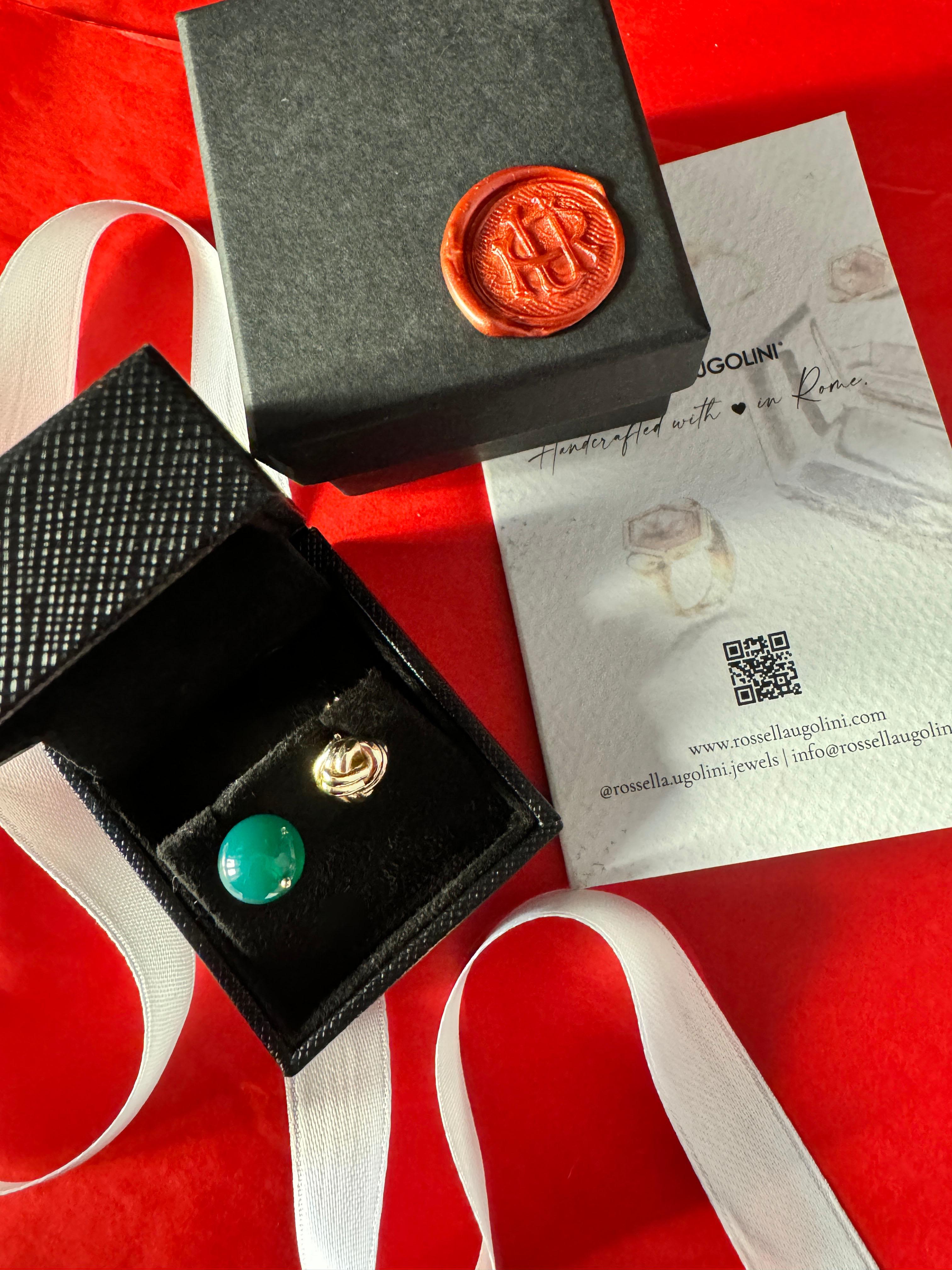 Rossella Ugolini Yellow Gold Green Agate Cufflinks For Sale 5