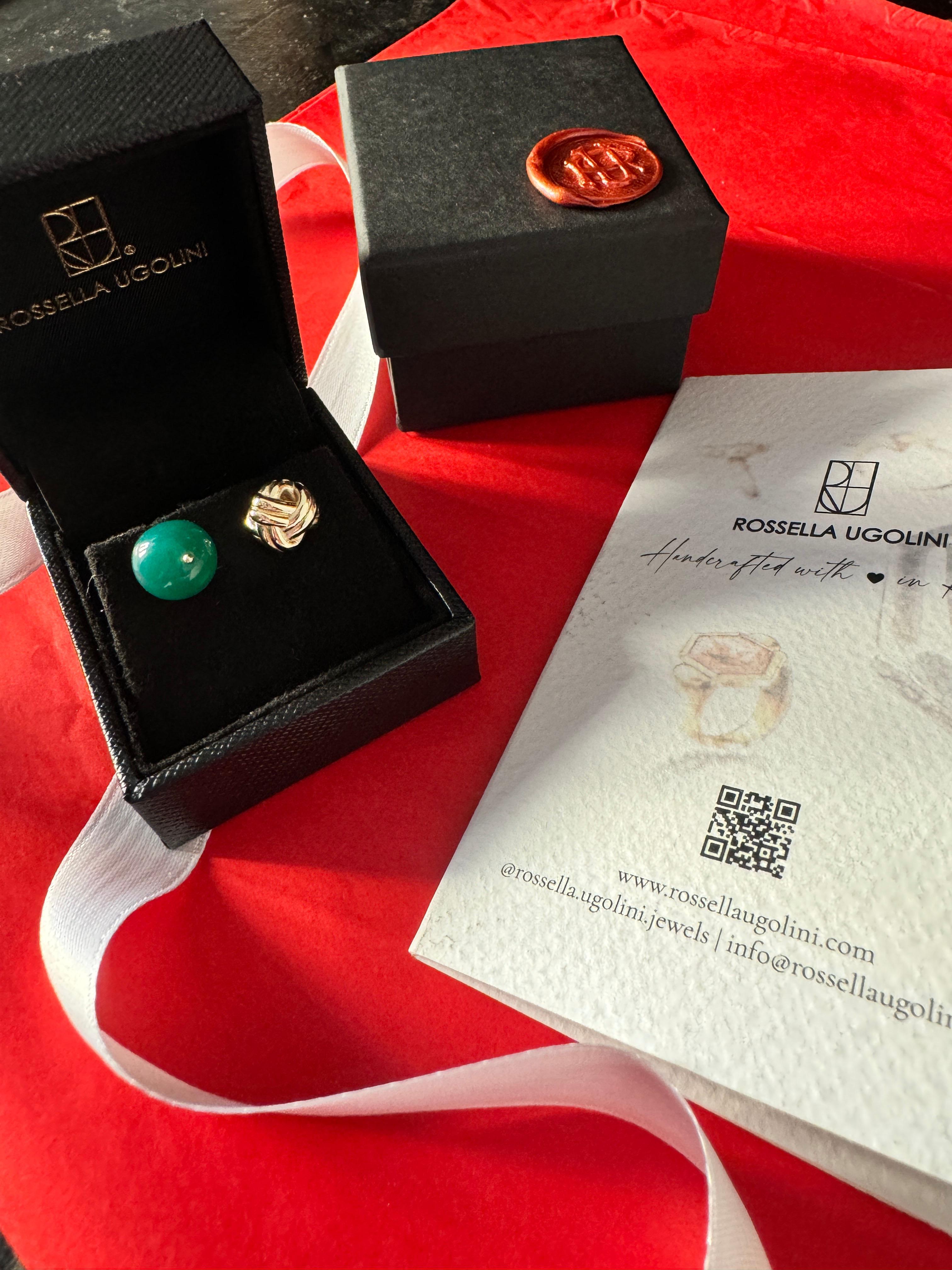 Rossella Ugolini Yellow Gold Green Agate Cufflinks For Sale 6