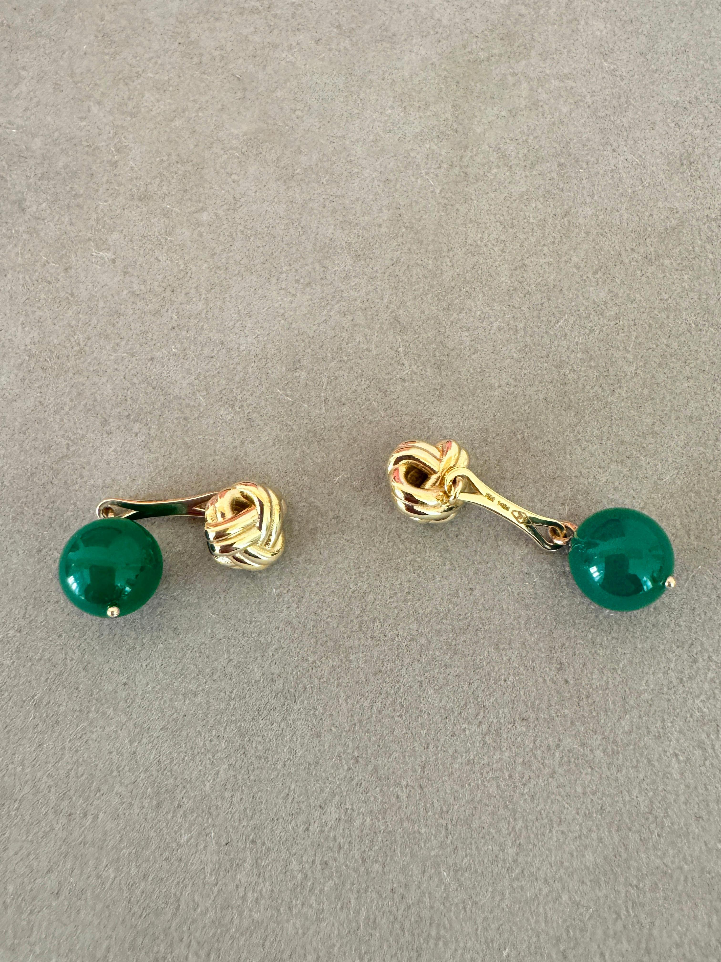 Women's or Men's Rossella Ugolini Yellow Gold Green Agate Cufflinks For Sale