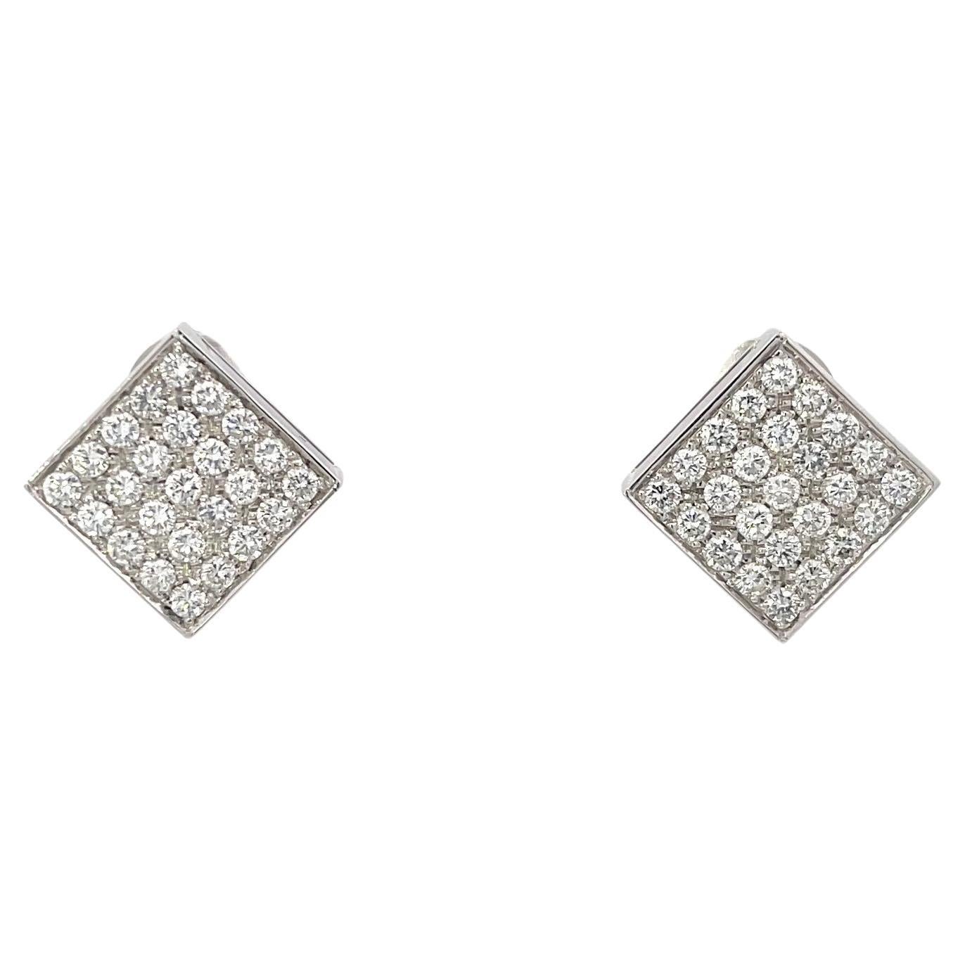 Rosetti Square Diamonds Earrings 18K White Gold