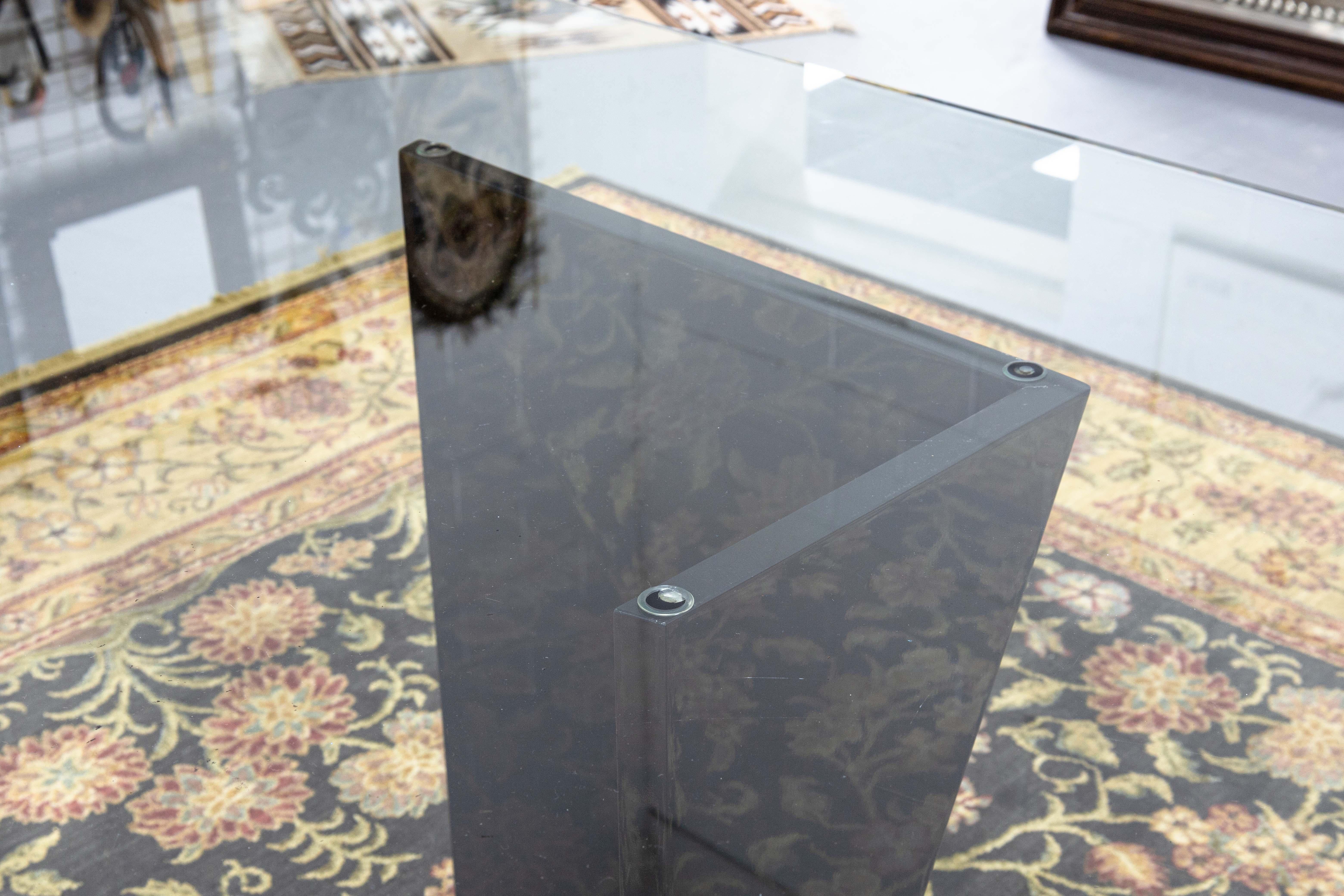 Moderne Table de salle à manger italienne en bois laqué noir et verre Rossetto Sapphire Abstract en vente