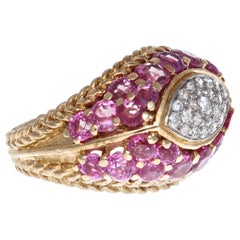 Antique Rossi 1960s Diamond Ruby 18 Karat Gold Ring