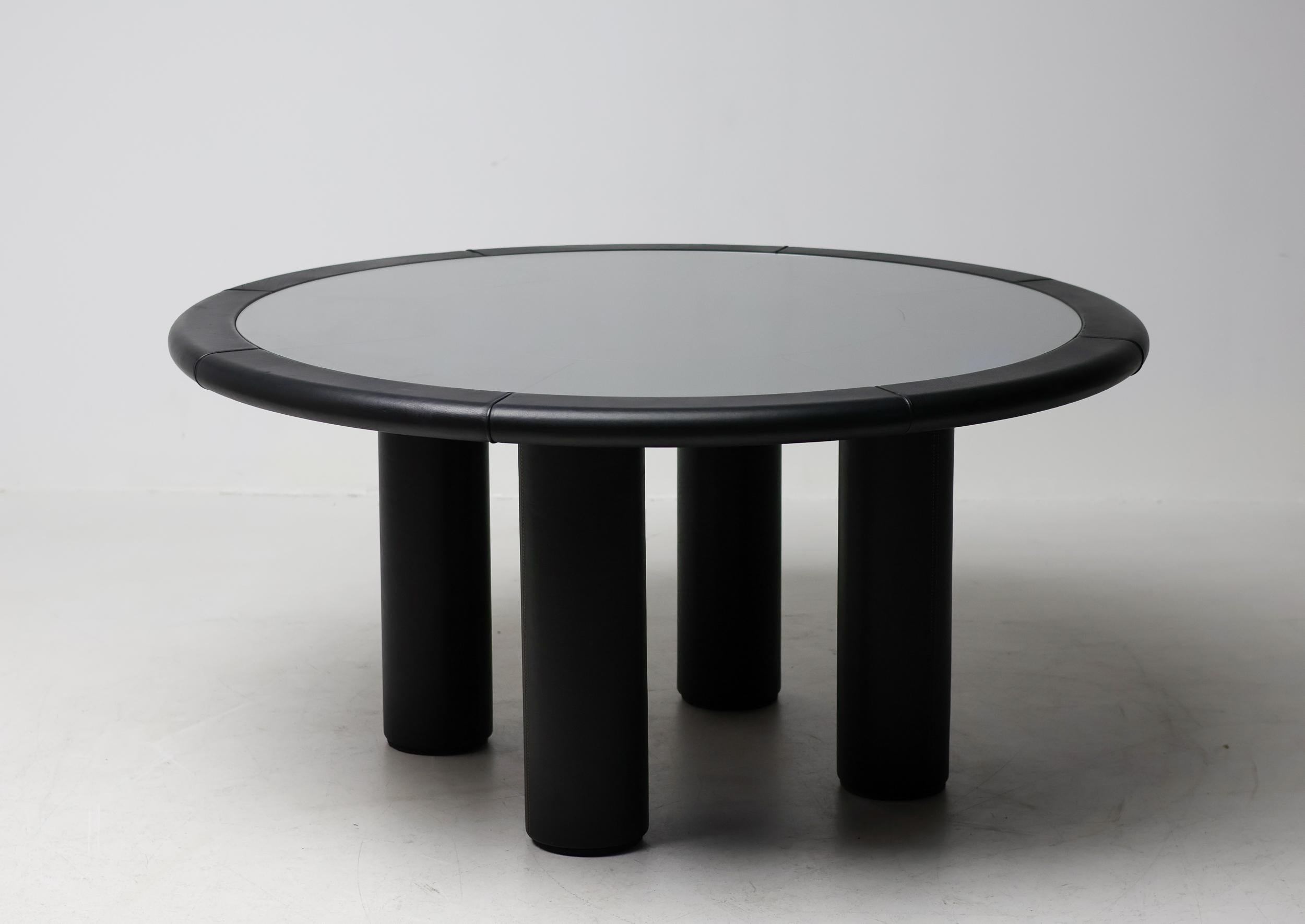 Rossi di Albizzate BO287 Table à cartes en cuir noir par Carlo Bartoli en vente 3