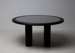 Rossi di Albizzate BO287 Table à cartes en cuir noir par Carlo Bartoli