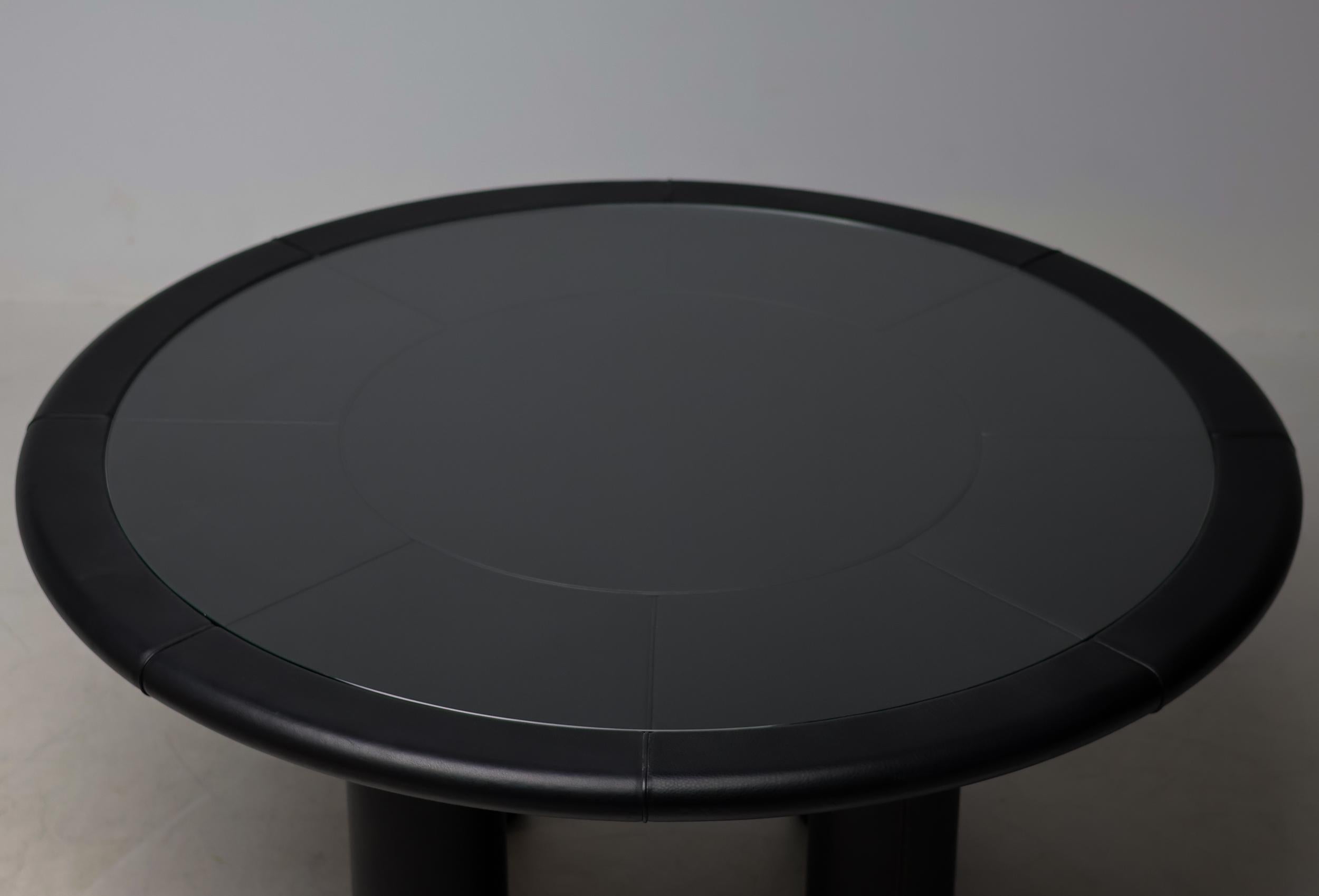Fin du 20e siècle Rossi di Albizzate BO287 Table à cartes en cuir noir par Carlo Bartoli en vente