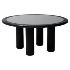 Vintage Rossi di Albizzate BO287 Black Leather Card Table by Carlo Bartoli