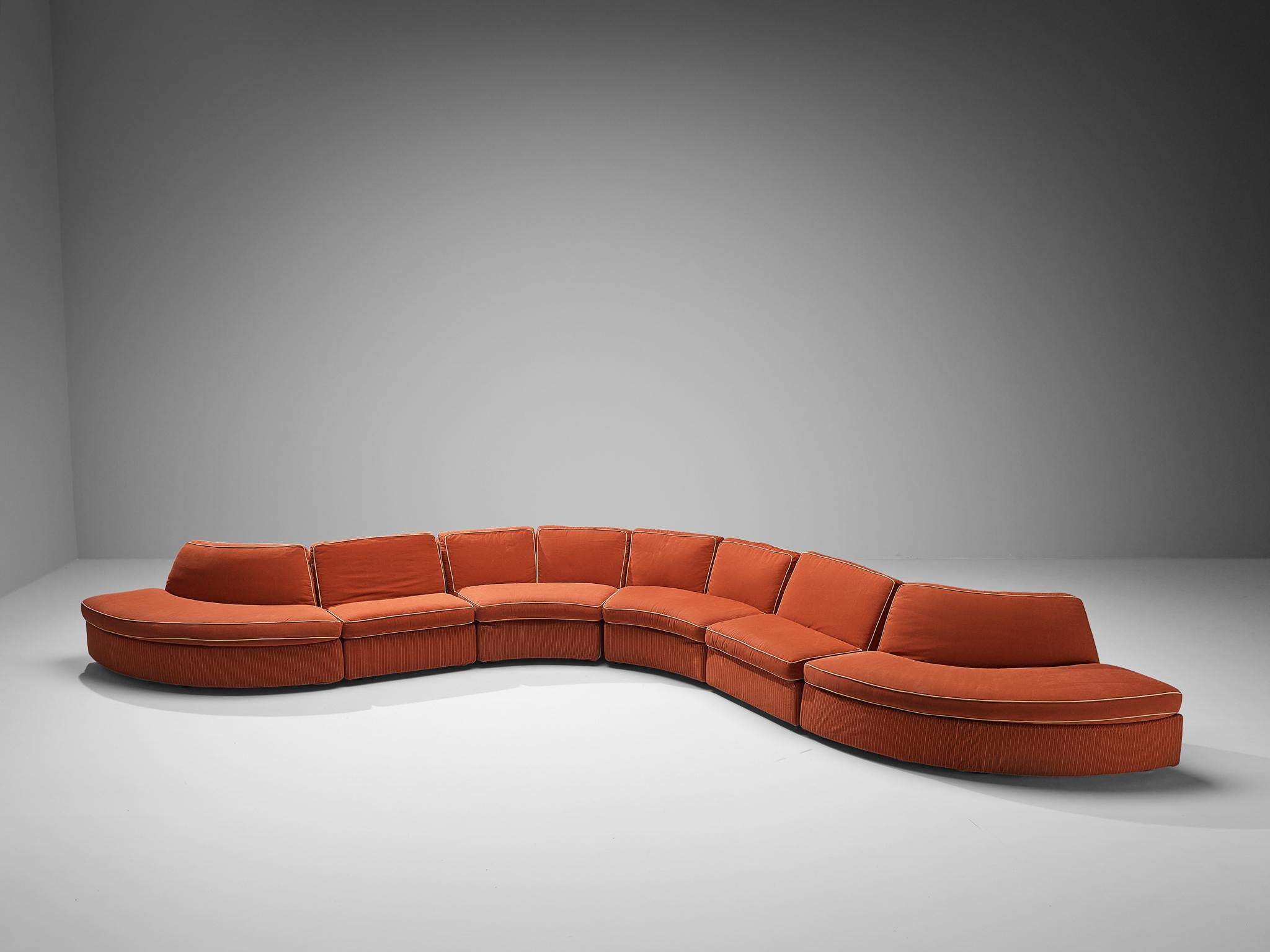 Rossi di Albizzate, modular sofa, fabric, plastic, Italy, 1970s

A rare and postmodern design produced by Rossi di Albizzate. Design in the seventies was all about going beyond the strict conventions of modernism, with the exploration of the