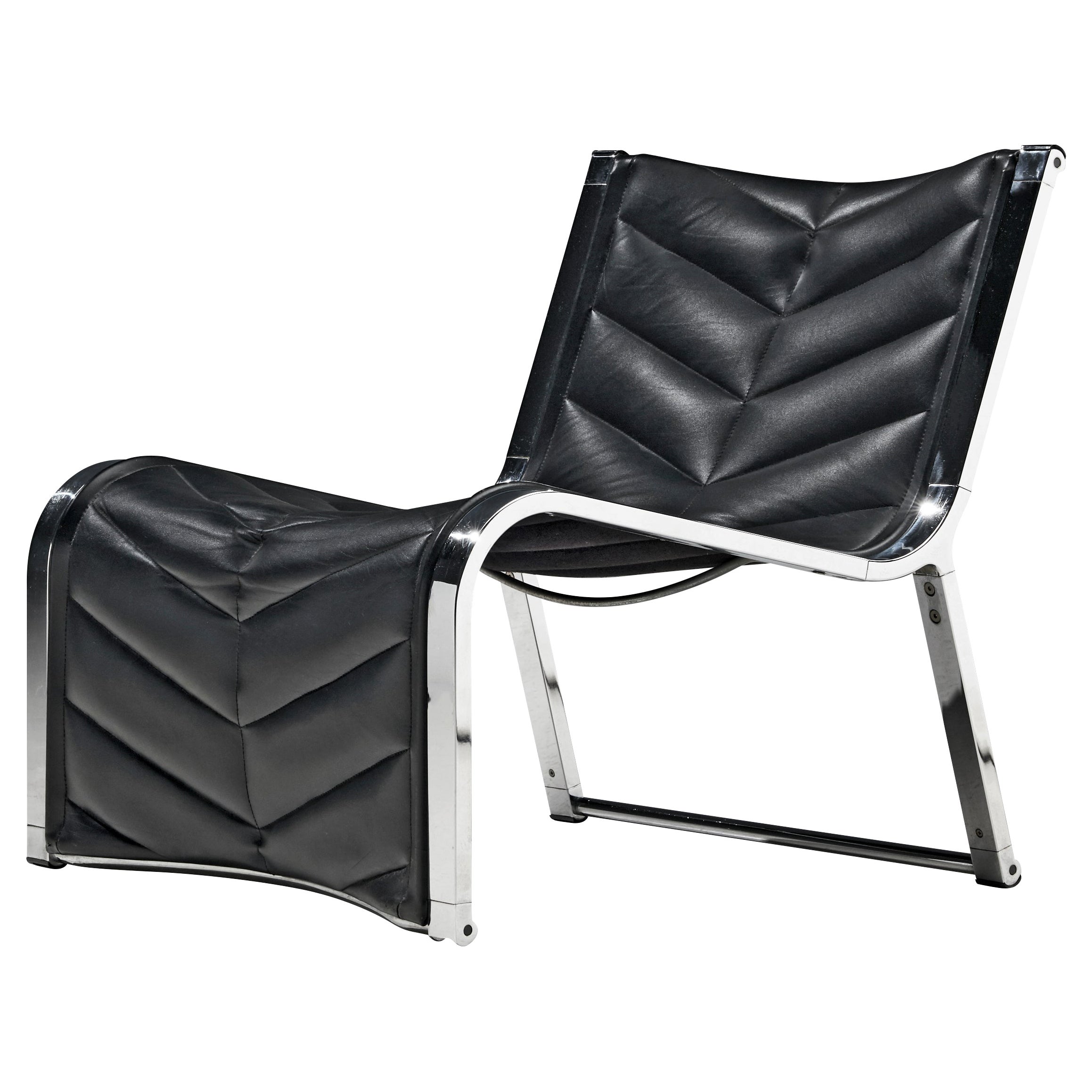 Rossi di Albizzate Loungesessel aus Leder und Chrom