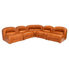 Rossi di Albizzate Sectional Sofa in Original Cognac Leather, Italy – 1970’s