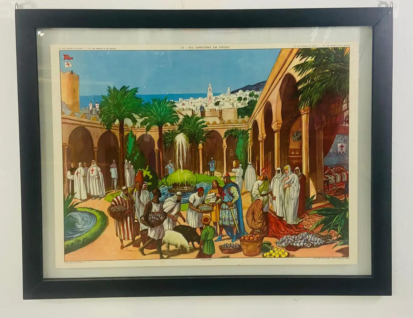 Vintage 1960s Oriental Scenes Poster by Editions Rossignol, Framed, a Pair For Sale 9