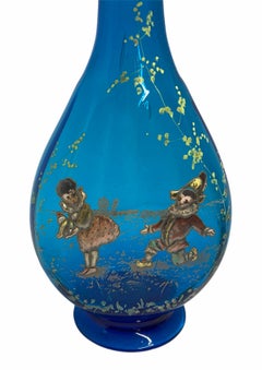 Rossler Bohemian Royal Blue Glass Enamel Decanter